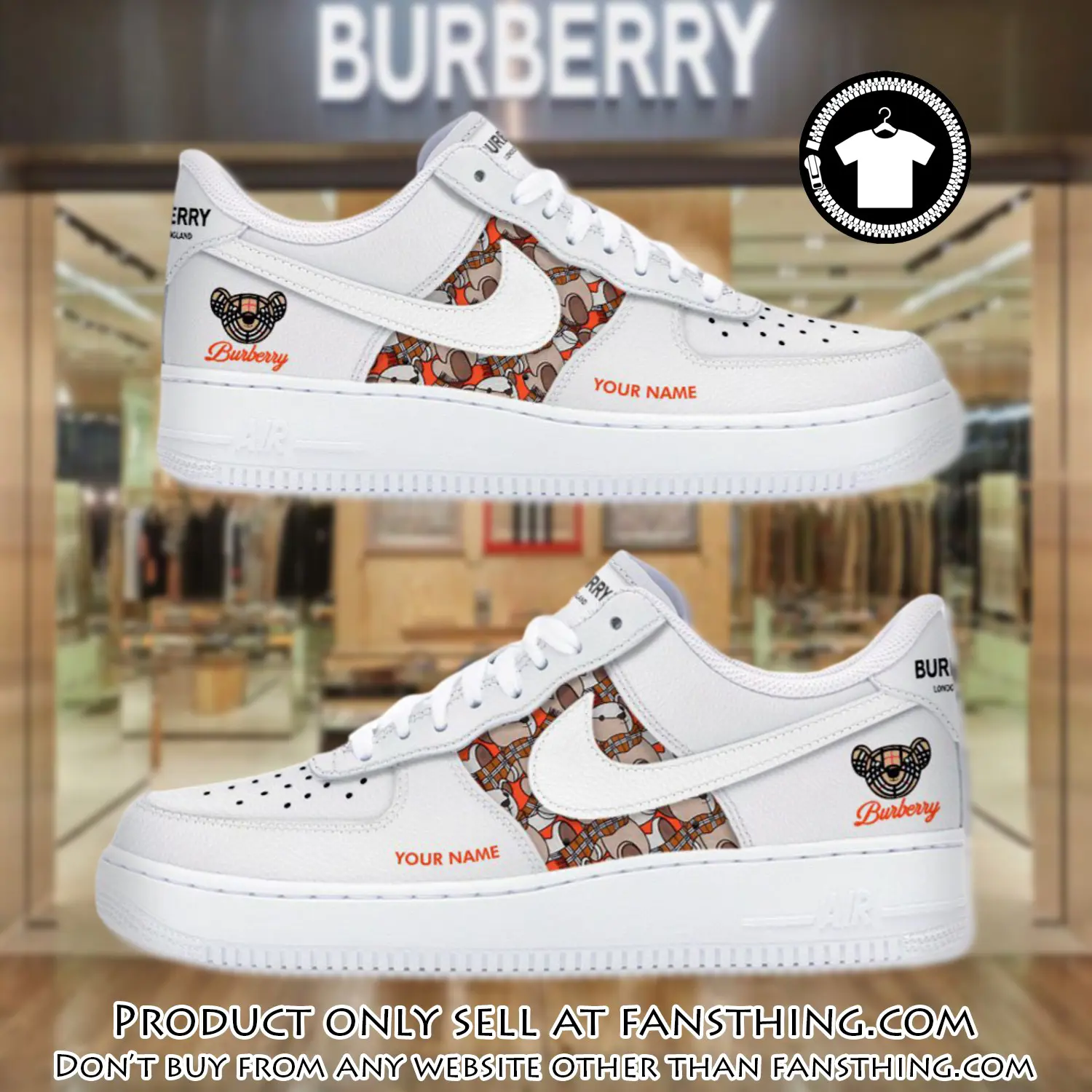 Personalized burberry luxury air force 1 sneakers limited af1 shoes oaf1000 fst4523035